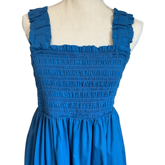 Abercrombie & Fitch Smocked Mini Dress Blue Women’s Size Large Tall (LT) - Picture 2 of 12